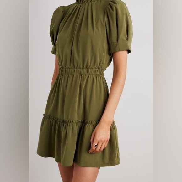 ALICE + OLIVIA Vida Puff Sleeve Dress (Olive / size US 6) - Picture 1 of 8